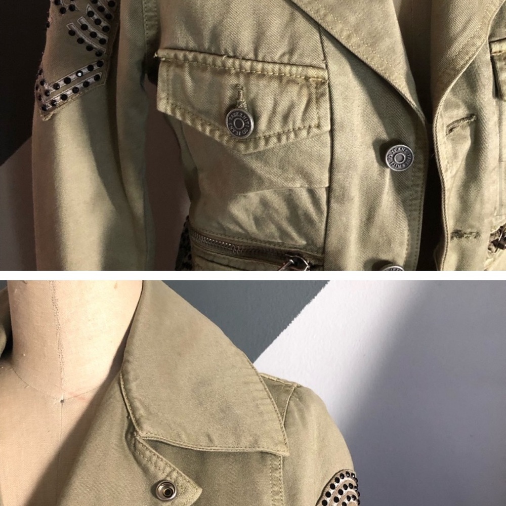 Taverniti So Jeans Olive Jacket with Unique Details - Picture 8 of 12